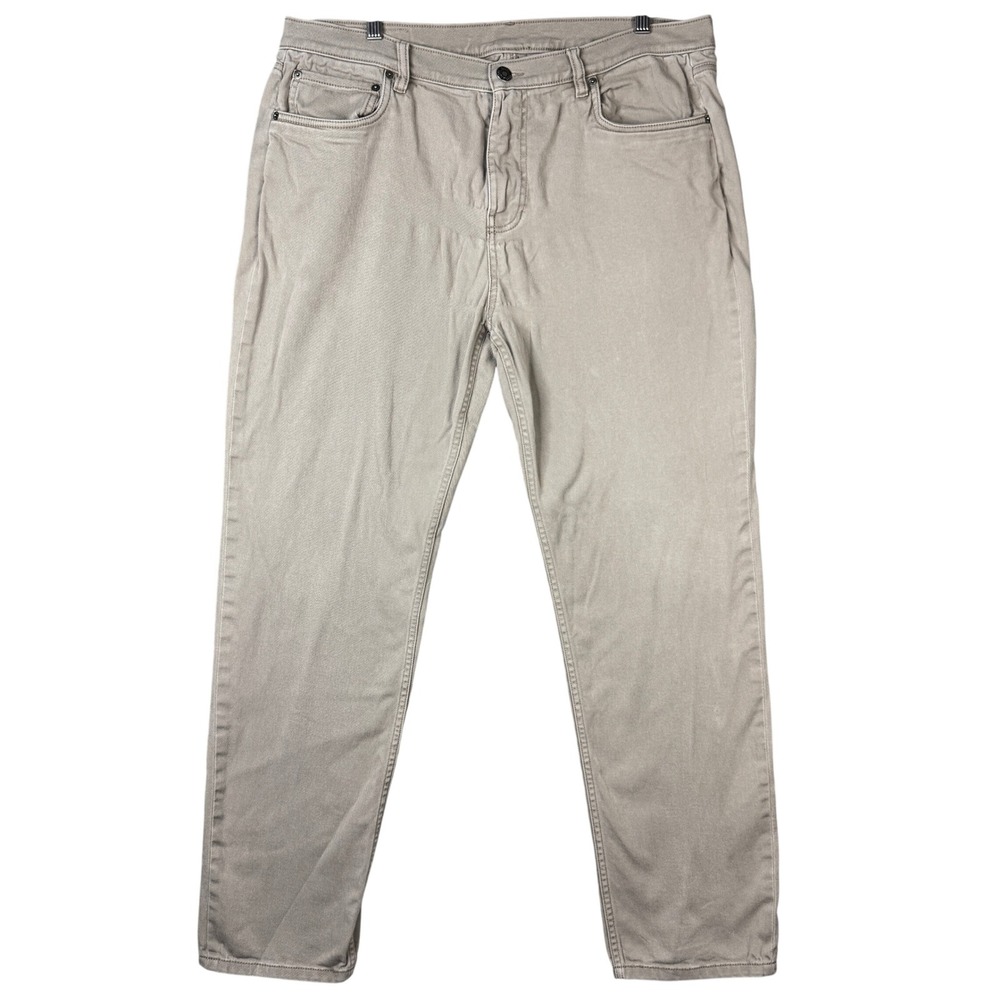 Vuori Mens V468 Benton Pant Taupe Grey Stretch Twill Slim Tapered Chino Size 38